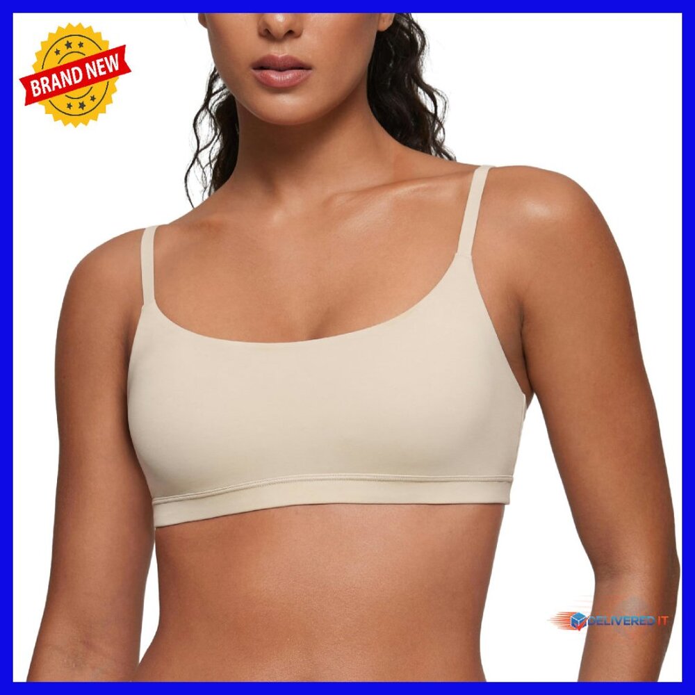 Wireless Scoop Neck Bralette Adjustable Straps Softhold Fabric
